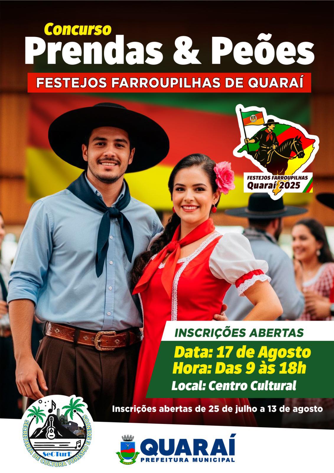 ​Concurso de Prendas e Peões marcará o lançamento oficial dos Festejos Farroupilhas 2025 em Quaraí